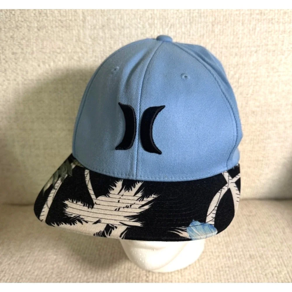 Hurley Yupoong‎ One Ten Hawaiian Floral Tropical Palm Trees Snapback Hat Blue